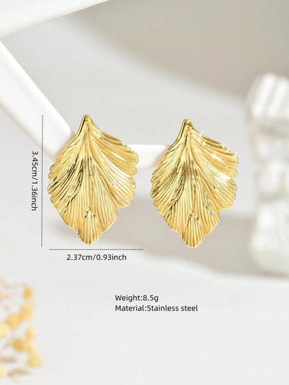Nature-Inspired Leaf Stud Earrings – Minimalist Stainless Steel Daily & Party Jewelry