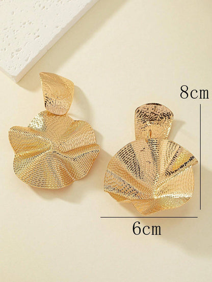 Textured Metal Asymmetric Drop Earrings – Trendy Geometric Statement Jewelry