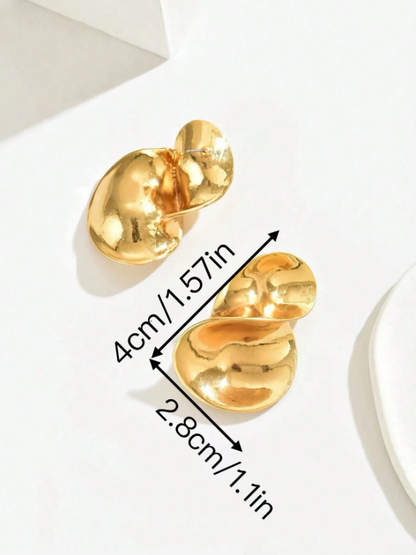 Minimalist Oversized Chunky Jewelry Set  – Rhinestone Metal Alloy Earrings in Teardrop, Spiral Design