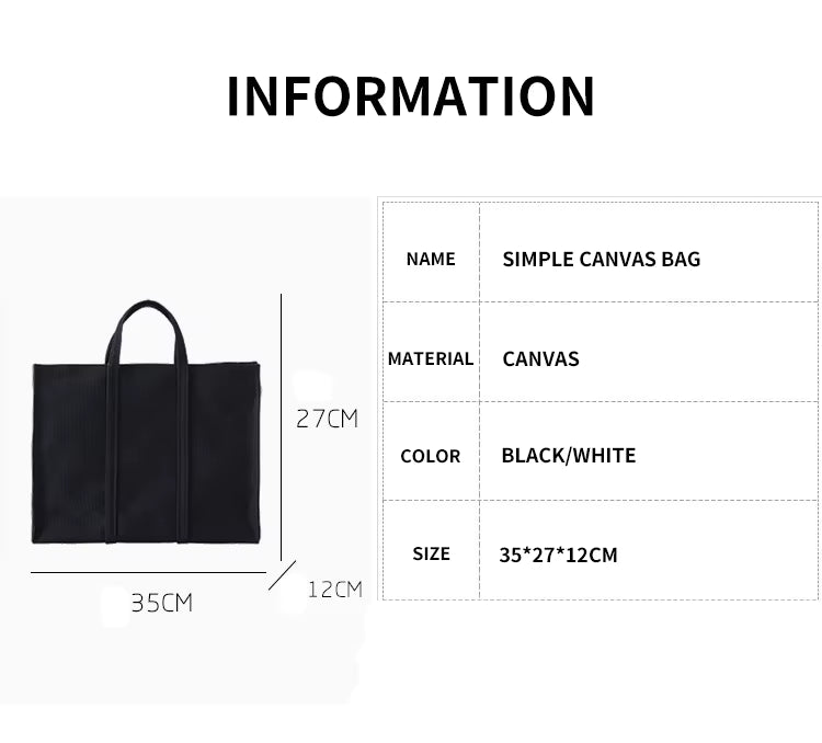 Minimalist Canvas Carryall Tote Bag – Large Work, Laptop & Everyday Shoulder Handbag