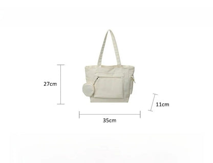 Japanese minimalist Canvas Tote Bag – Large Capacity Solid Color Travel Shoulder Bag