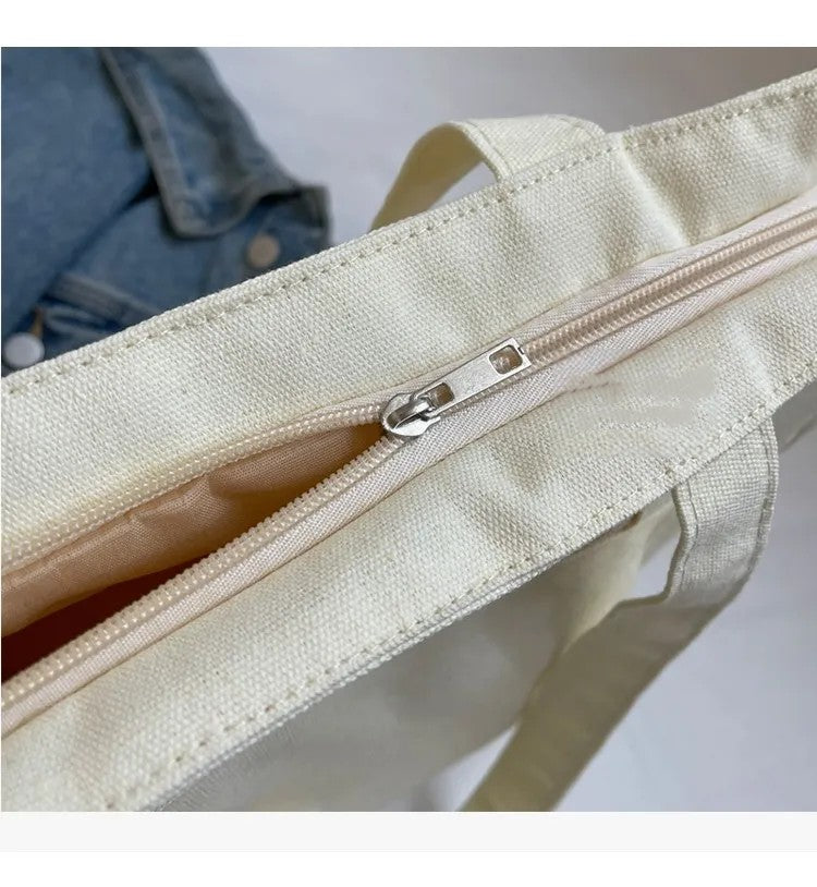 Japanese minimalist Canvas Tote Bag – Large Capacity Solid Color Travel Shoulder Bag