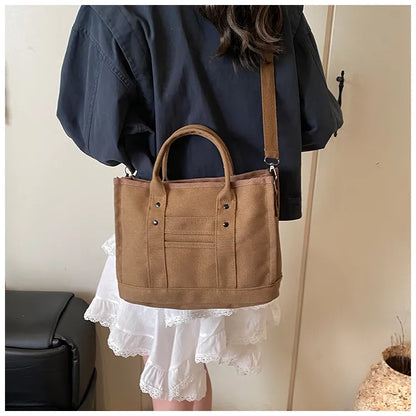 Canvas Shoulder Bag – Multi-Functional Crossbody Tote, Casual Daily Handbag, Lightweight & Durable