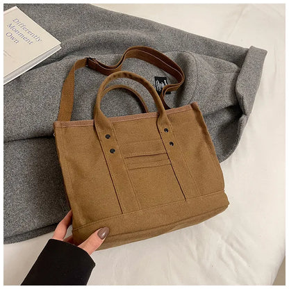 Canvas Shoulder Bag – Multi-Functional Crossbody Tote, Casual Daily Handbag, Lightweight & Durable