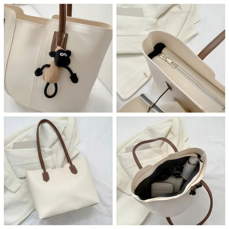 Large Capacity Tote Bag – Lightweight Square Shoulder Handbag for Daily & Work Use