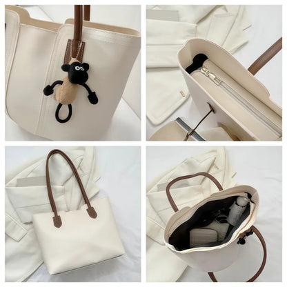 Large Capacity Tote Bag – Lightweight Square Shoulder Handbag for Daily & Work Use