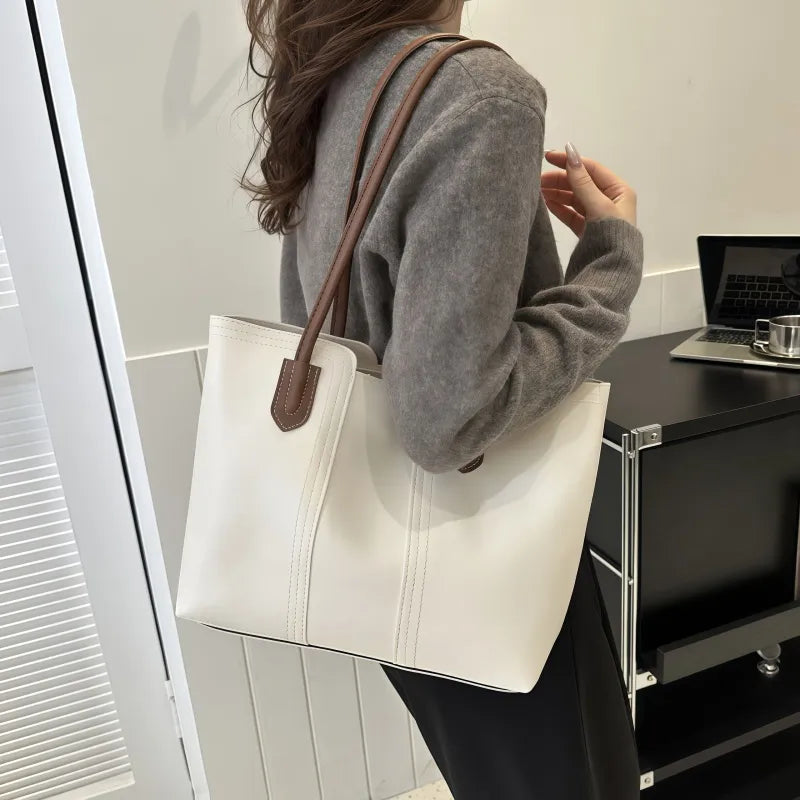 Large Capacity Tote Bag – Lightweight Square Shoulder Handbag for Daily & Work Use