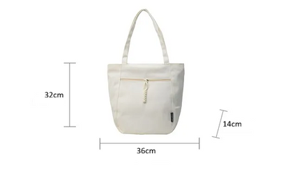 Large Capacity Canvas Tote Bag – Zipper Closure Shoulder Handbag, Soft Unisex Travel & Daily Carry Bag