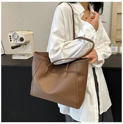 Tote Shoulder Bag – Large Capacity Zipper Tote with Keychain, Everyday Fashion Handbag