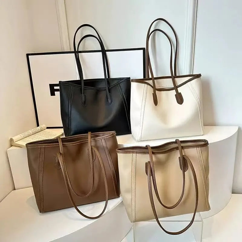 Tote Shoulder Bag – Large Capacity Zipper Tote with Keychain, Everyday Fashion Handbag