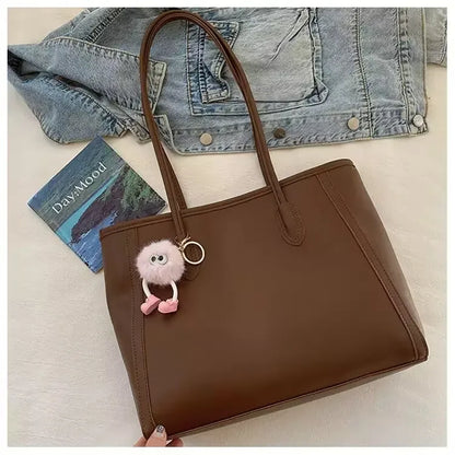 Tote Shoulder Bag – Large Capacity Zipper Tote with Keychain, Everyday Fashion Handbag