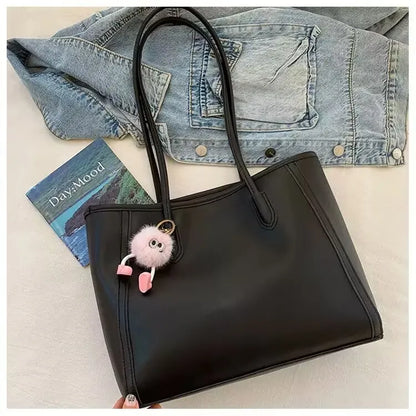 Tote Shoulder Bag – Large Capacity Zipper Tote with Keychain, Everyday Fashion Handbag