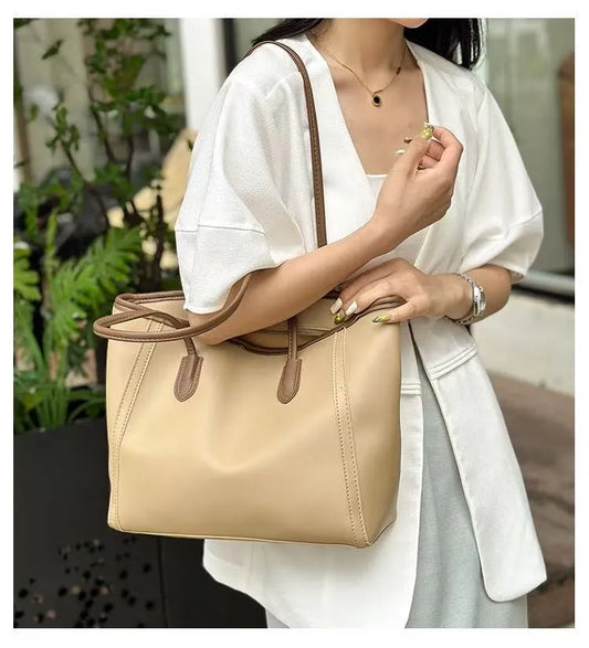 Tote Shoulder Bag – Large Capacity Zipper Tote with Keychain, Everyday Fashion Handbag