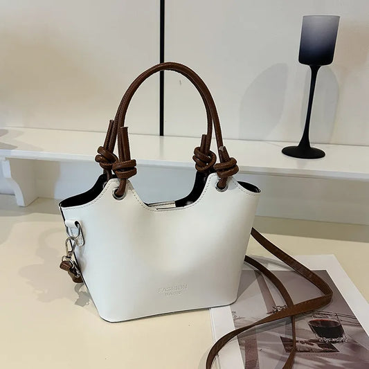 Vintage Bucket Shoulder Bag – Minimalist Classic Tote with Zipper & Large Capacity