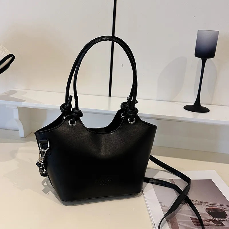 Vintage Bucket Shoulder Bag – Minimalist Classic Tote with Zipper & Large Capacity