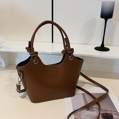 Vintage Bucket Shoulder Bag – Minimalist Classic Tote with Zipper & Large Capacity