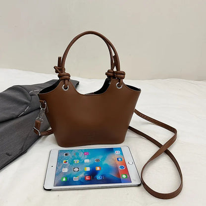 Vintage Bucket Shoulder Bag – Minimalist Classic Tote with Zipper & Large Capacity