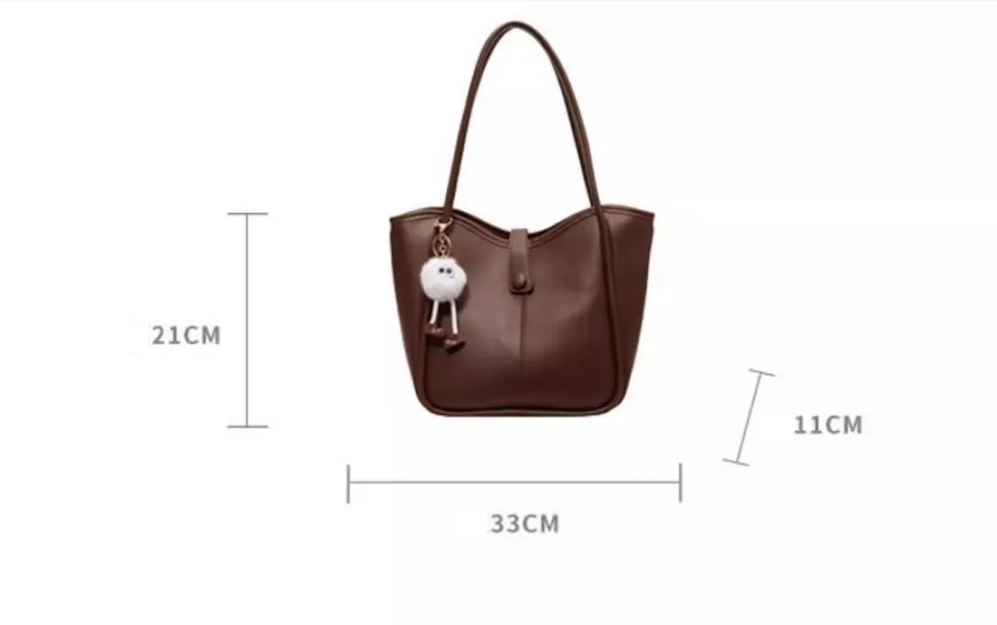 Minimalist Shoulder Bag – Classic Vintage Everyday Tote with Zipper & Large Capacity