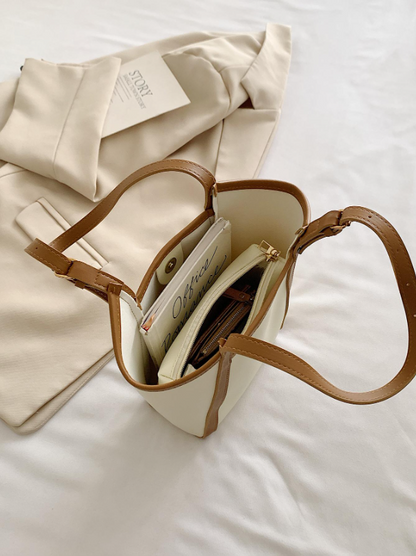 Bucket Tote Bag – 2-Piece Set with Inner Pouch, Shoulder Bag with Magnetic Closure