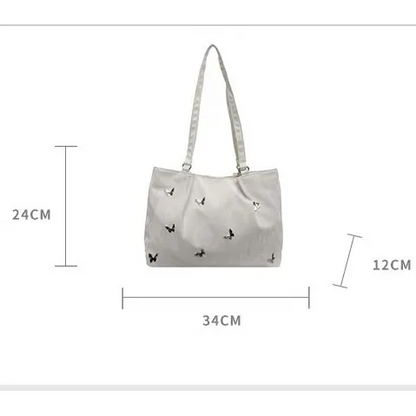 Canvas Tote Bag – Butterfly Shoulder Tote Bag