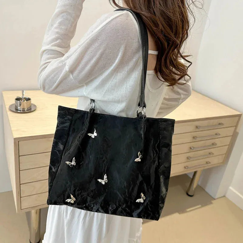 Canvas Tote Bag – Butterfly Shoulder Tote Bag