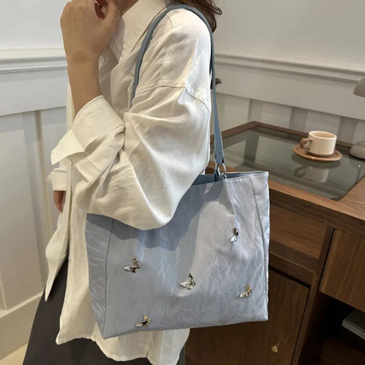 Canvas Tote Bag – Butterfly Shoulder Tote Bag