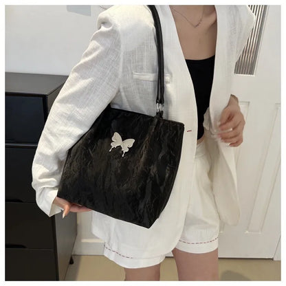 Tote Bag – Butterfly Shoulder Bag, Zipper Closure