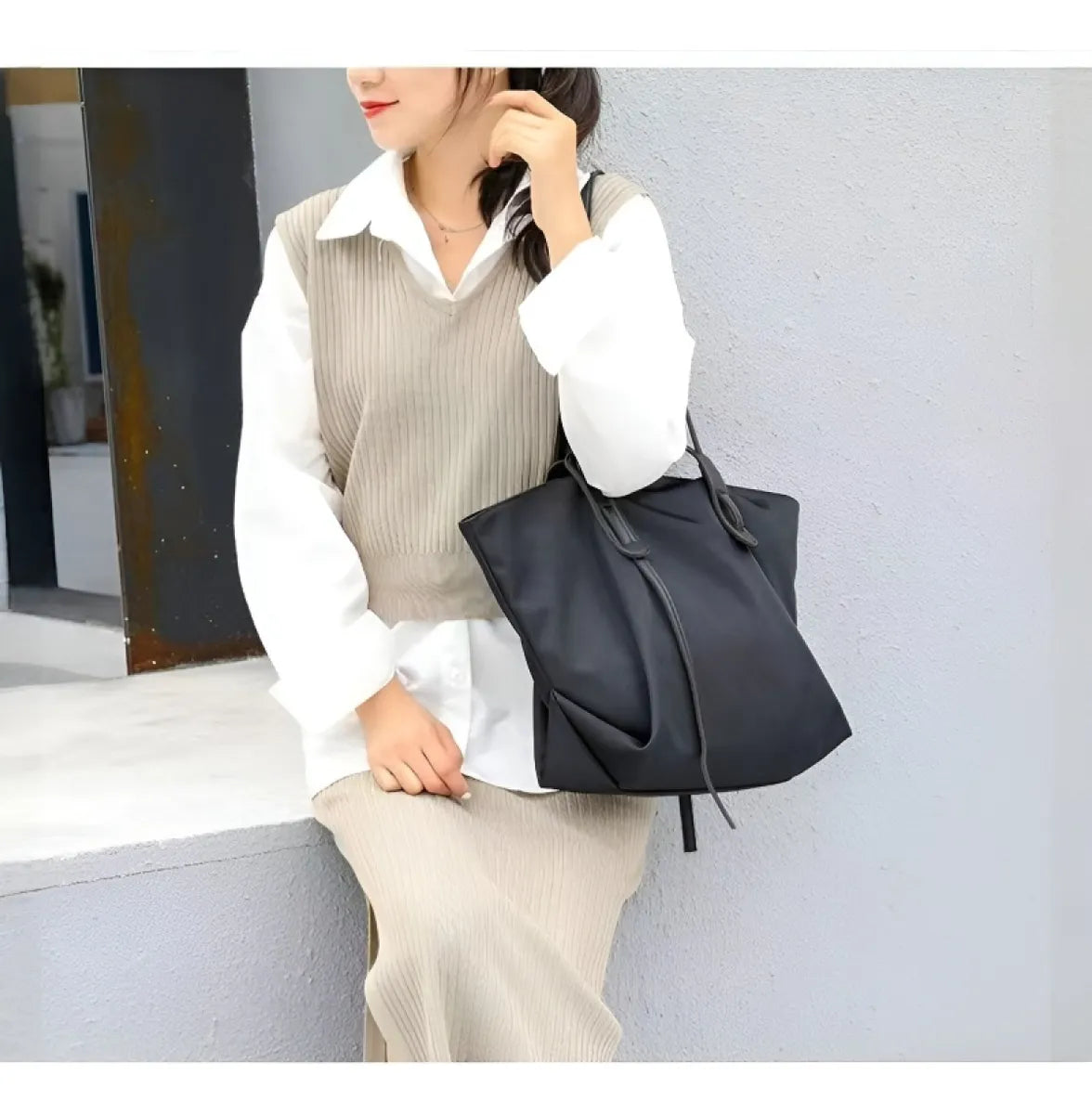 Nylon Canvas Tote Bag – Retro Shoulder Bag, Lightweight Casual Everyday Carry