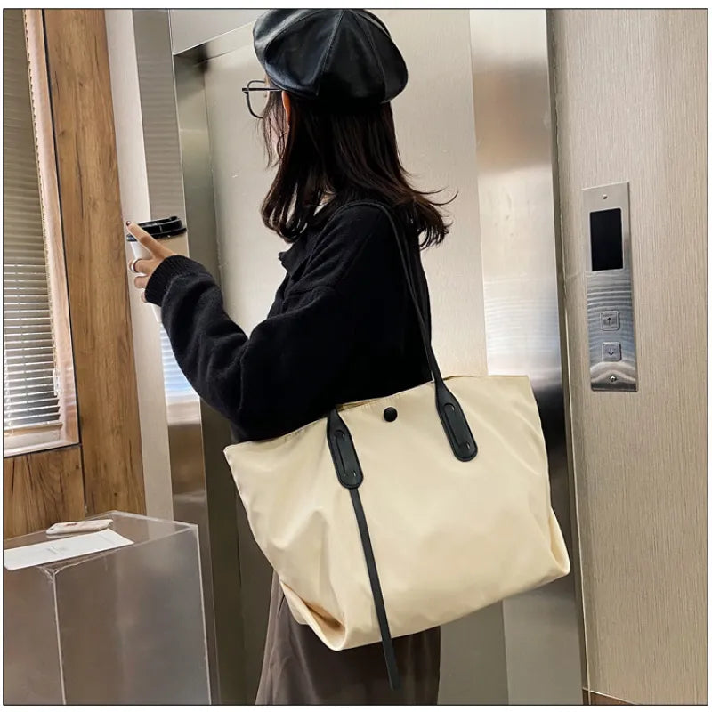 Nylon Canvas Tote Bag – Retro Shoulder Bag, Lightweight Casual Everyday Carry