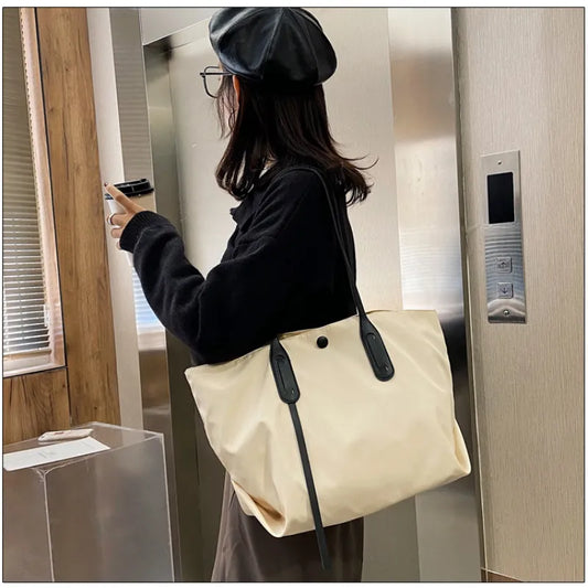 Nylon Canvas Tote Bag – Retro Shoulder Bag, Lightweight Casual Everyday Carry