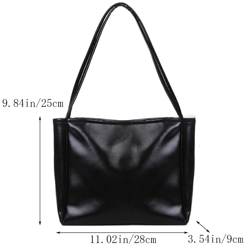 PU Leather Tote Bag – Minimalist Shoulder Bag for Daily, Office & Casual Outfits
