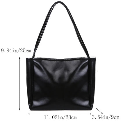 PU Leather Tote Bag – Minimalist Shoulder Bag for Daily, Office & Casual Outfits