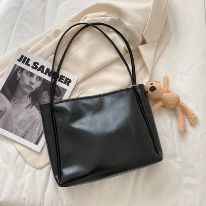 PU Leather Tote Bag – Minimalist Shoulder Bag for Daily, Office & Casual Outfits