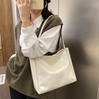 PU Leather Tote Bag – Minimalist Shoulder Bag for Daily, Office & Casual Outfits