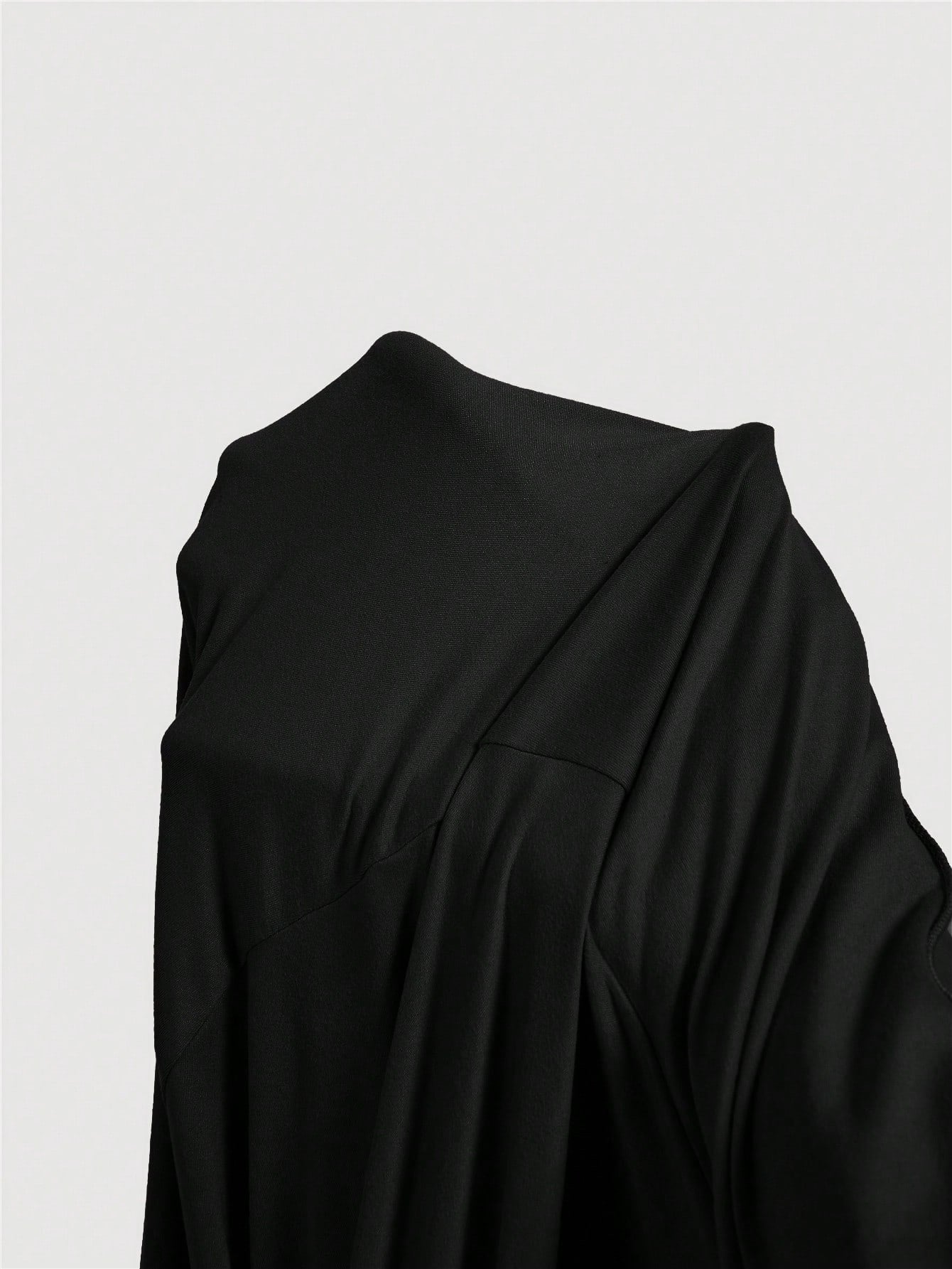 Fashzeo Black mock neck sleeveless long dress featuring a sleek bodycon fit and high neck for an elegant party wear aesthetic.2