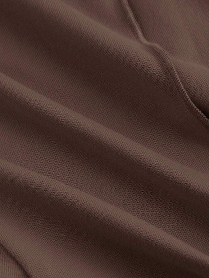 Fashzeo Brown mock neck sleeveless long dress featuring a sleek bodycon fit and high neck for an elegant party wear aesthetic.1