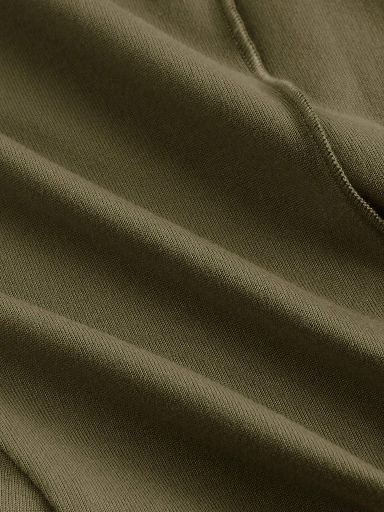 Fashzeo army green mock neck sleeveless long dress featuring a sleek bodycon fit and high neck for an elegant party wear aesthetic.1
