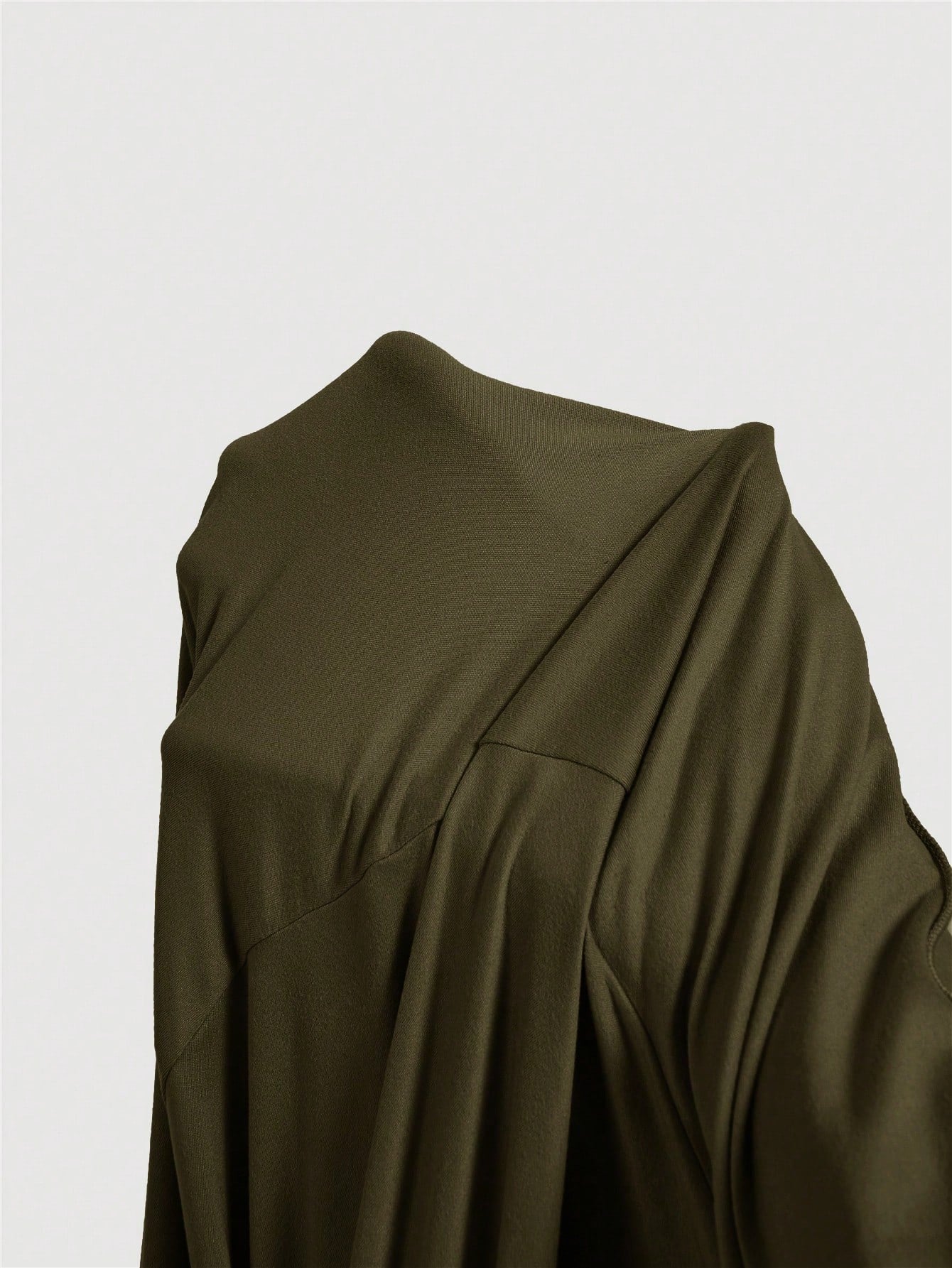 Fashzeo army green mock neck sleeveless long dress featuring a sleek bodycon fit and high neck for an elegant party wear aesthetic.2
