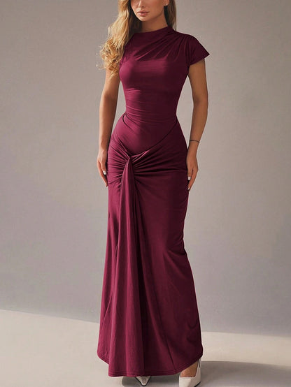 Fashzeo burgundy lace-up bandage mini dress featuring ruffle sleeves and a corset-style front for a vintage coquette aesthetic.