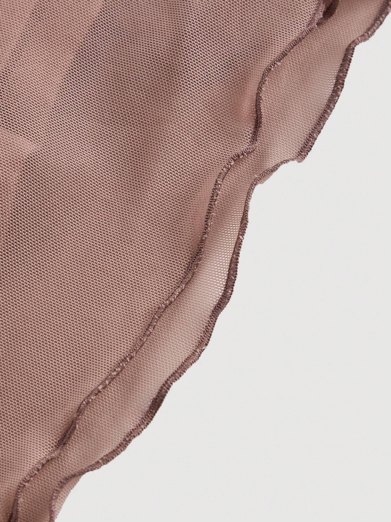 Fashzeo dusty pink cowl neck ruched midi dress with mesh panels and tie-back cami straps for a snatched silhouette.4