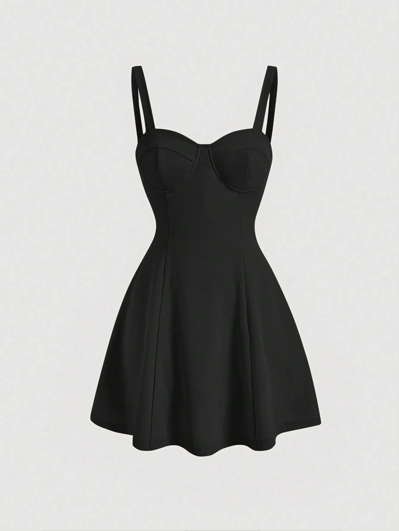 Fashzeo women's Black bustier cami mini dress with snatched waist and flared skirt for party wear