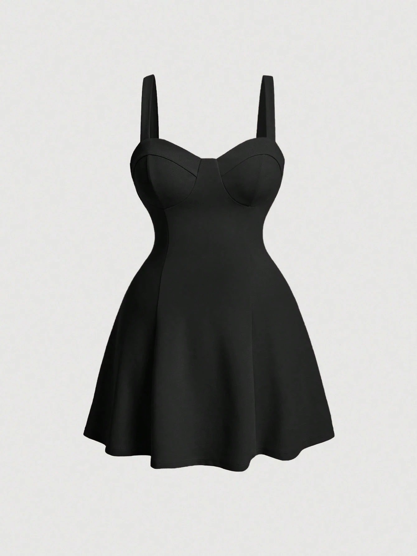 Fashzeo women's Black bustier cami mini dress with snatched waist and flared skirt for party wear3