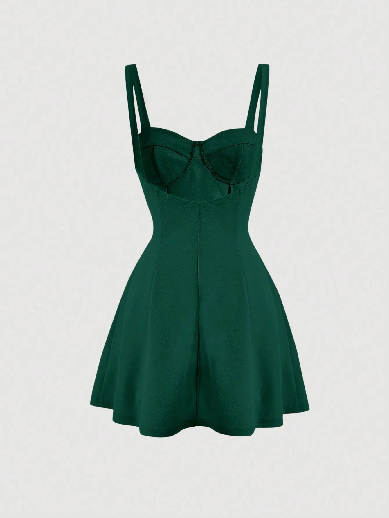Fashzeo women's dark green bustier cami mini dress with snatched waist and flared skirt for party wear1