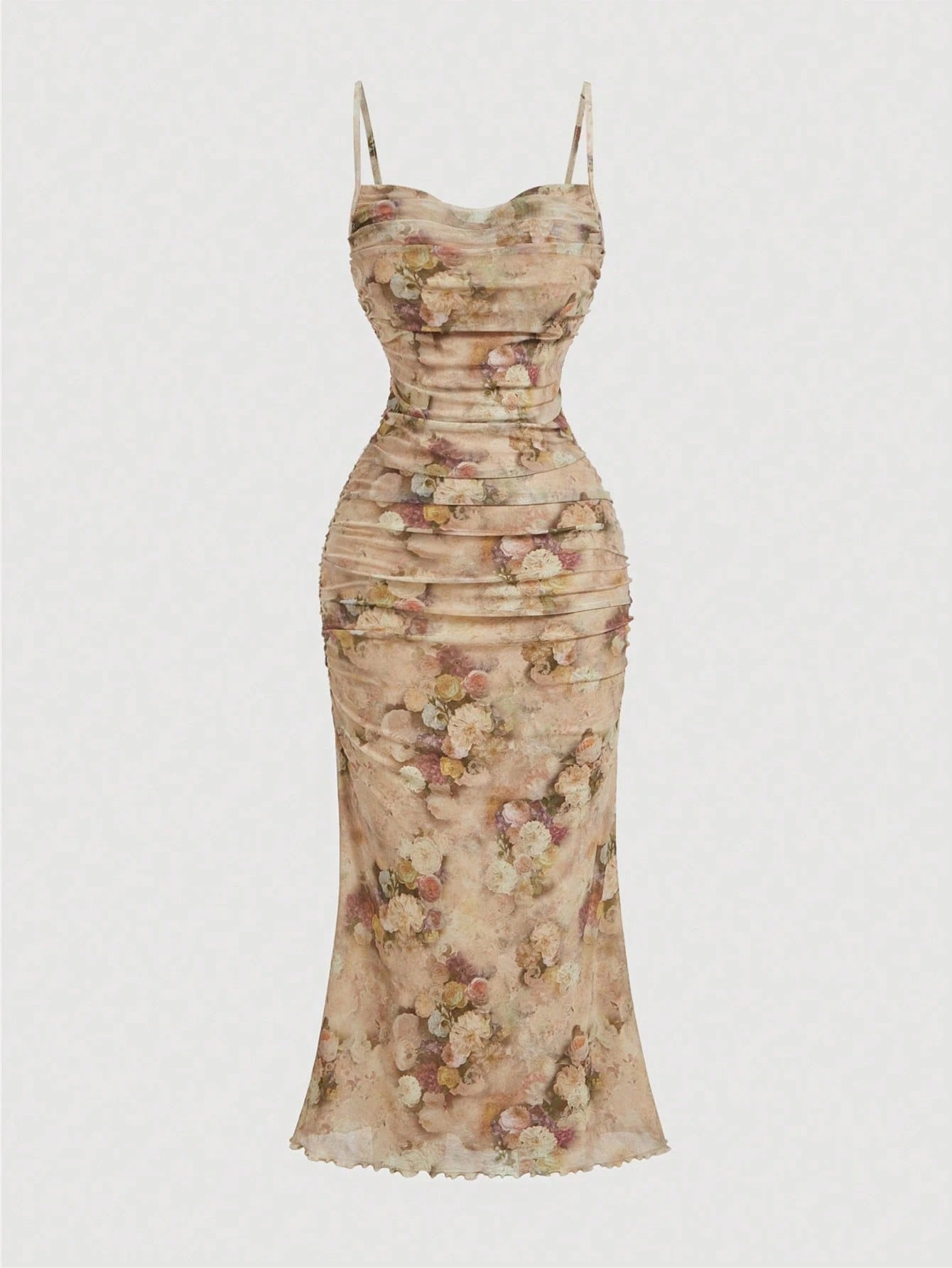 Fashzeo_women_s_vintage_floral_print_ruched_mesh_midi_slip_dress_in_brown_with_adjustable_straps.