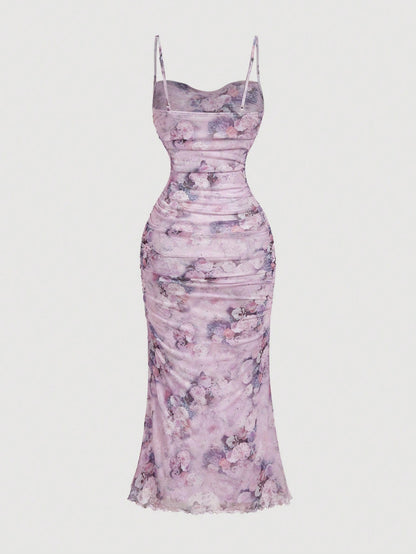 Fashzeo_women_s_vintage_floral_print_ruched_mesh_midi_slip_dress_in_lilac purple_with_adjustable_straps.1