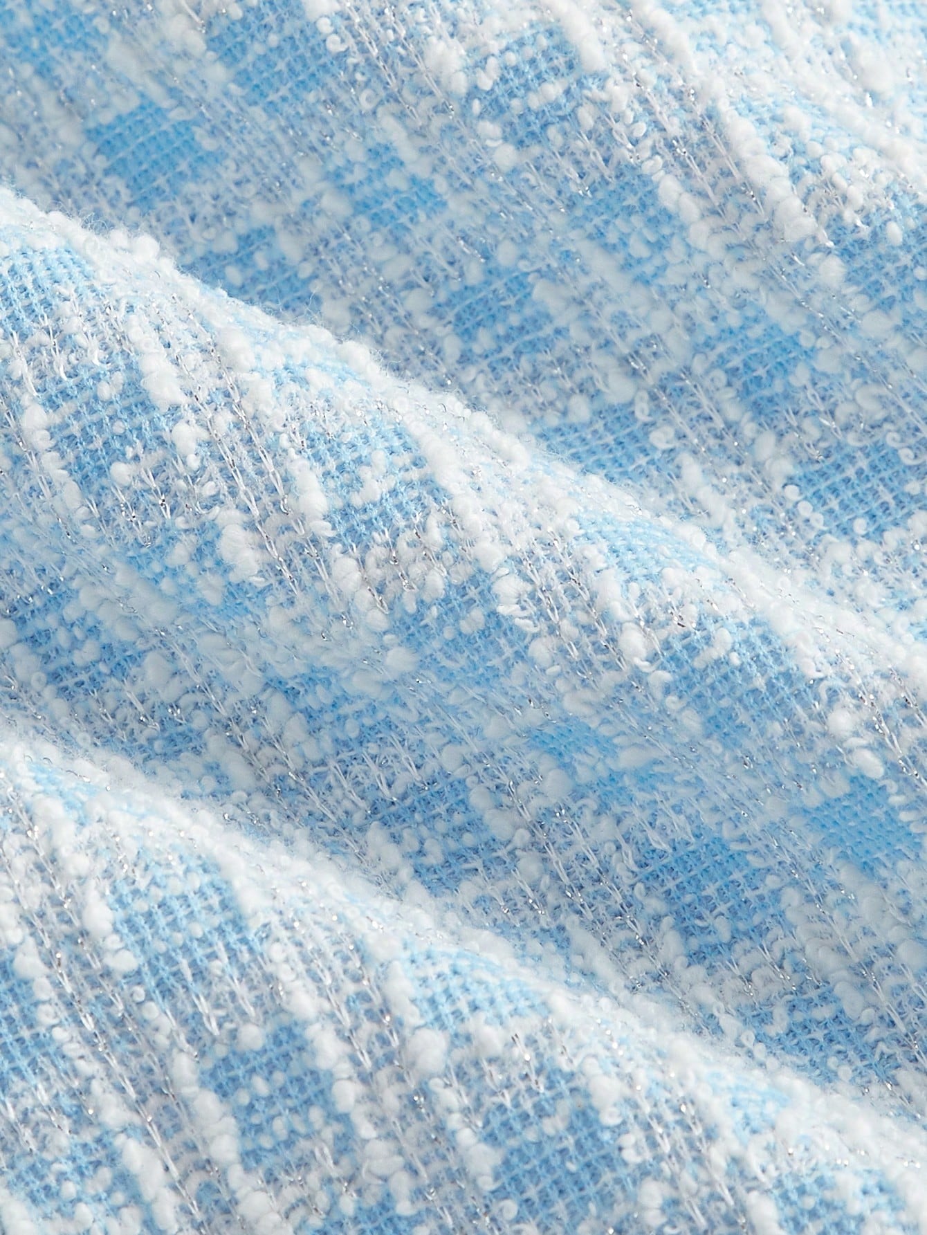 Fashzeo women's vintage plaid tweed mini dress featuring a sleeveless square neck and double-breasted pearl buttons in pastel blue4