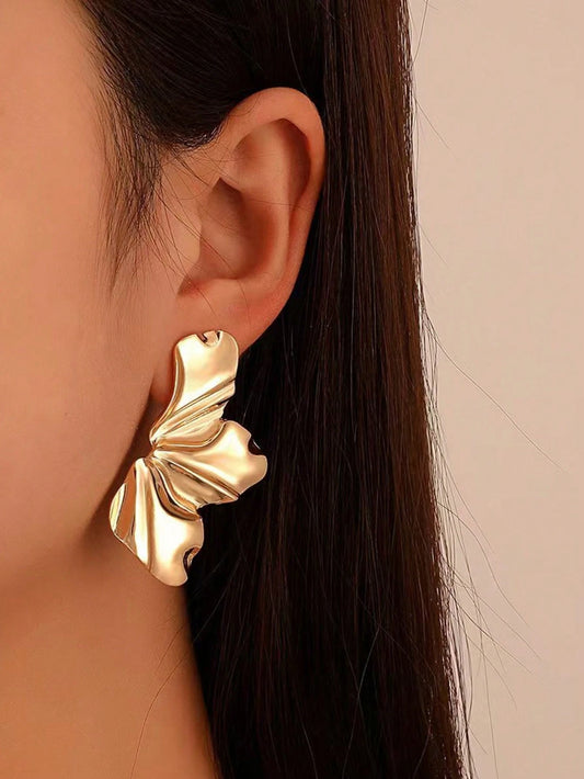 Trendy Metal Leaf Drop Earrings | Stylish Geometric Design for Daily & Party Wear