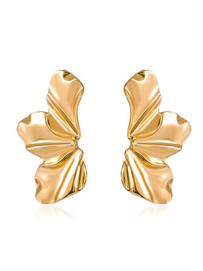 Trendy Metal Leaf Drop Earrings | Stylish Geometric Design for Daily & Party Wear