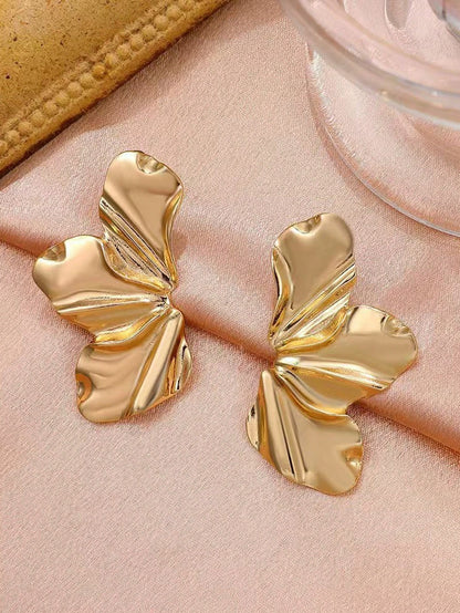 Trendy Metal Leaf Drop Earrings | Stylish Geometric Design for Daily & Party Wear