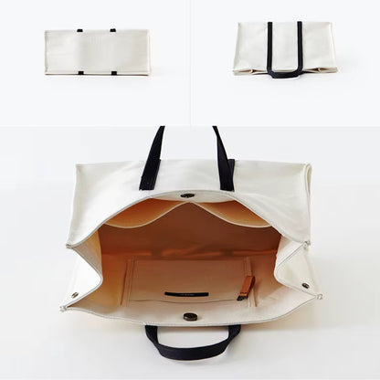 Minimalist Canvas Carryall Tote Bag – Large Work, Laptop & Everyday Shoulder Handbag